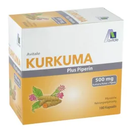 Curcuma 500 mg + piperina capsule, 180 pz