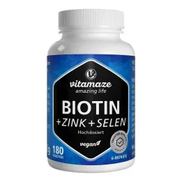 Biotina 10 mg ad alto dosaggio + compresse di zinco + selenio, 180 pz