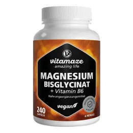 Capsule di magnesio bisglicinato + vitamina B6, 240 pezzi